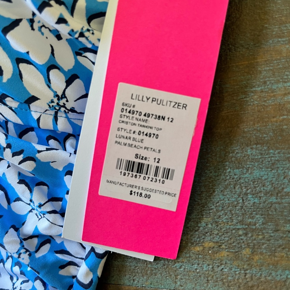 Lilly Pulitzer Blue and White Floral Tank Top - Picture 3 of 3